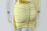 Women sexy top and pleated mesh skirt two-piece set