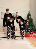 Christmas Santa Backpack Lights Print Black Pajama Set