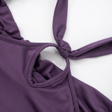 Women Spring/Summer Sexy Pleated Cross Halter Neck Top