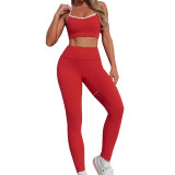 Women Contrast Colored Sport Bra and Yoga Pants Two-Piece Set