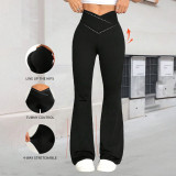 Women Crossover Fitness Stretch Yoga Bell Bottom Pants Casual Sports Pants