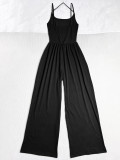 Women Black Strapless Sports Casual Jumpsuit