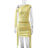 Women sexy top and pleated mesh skirt two-piece set