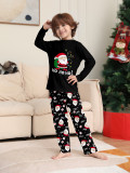Christmas Santa Backpack Lights Print Black Pajama Set