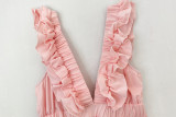 Women summer sexy sleeveless V-neck ruffle dress