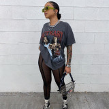 Women Spring/Summer Sexy See-Through Mesh Athletic Capri Pants