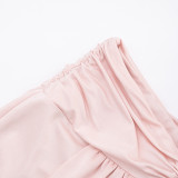 Women Sexy Halter Neck Backless Ribbon Cropped Jumpsuit