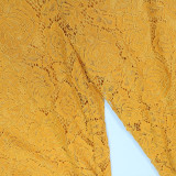 Women Round Neck Short-Sleeved Lace Jumpsuit