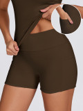 Women Short-Sleeved Yoga Top and Shorts Fitness Two-Piece Pieces