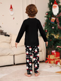 Christmas Santa Backpack Lights Print Black Pajama Set