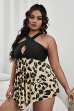 Plus-Size Women Leopard Print Sexy Skirt Swimwear