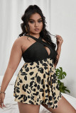 Plus-Size Women Leopard Print Sexy Skirt Swimwear
