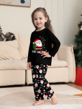 Christmas Santa Backpack Lights Print Black Pajama Set