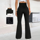 Women Crossover Fitness Stretch Yoga Bell Bottom Pants Casual Sports Pants