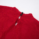 Autumn Women's Solid Color Lace-Up Sexy Lace Long Sleeve Ribbon Short Dress