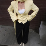 Autumn Women's Fashion Chic Buttoned Blazer Slim Solid Coat