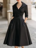 Women's Chic Slim Waist Elegant Long Sleeve Long Dress