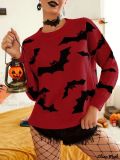 Autumn Winter Women's Long Sleeve Halloween Jacquard Knitting Sweater