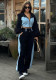 Women's Casual Fashion Hoodies Denim Patchwork Hooded Top and Pants Two-Piece Set