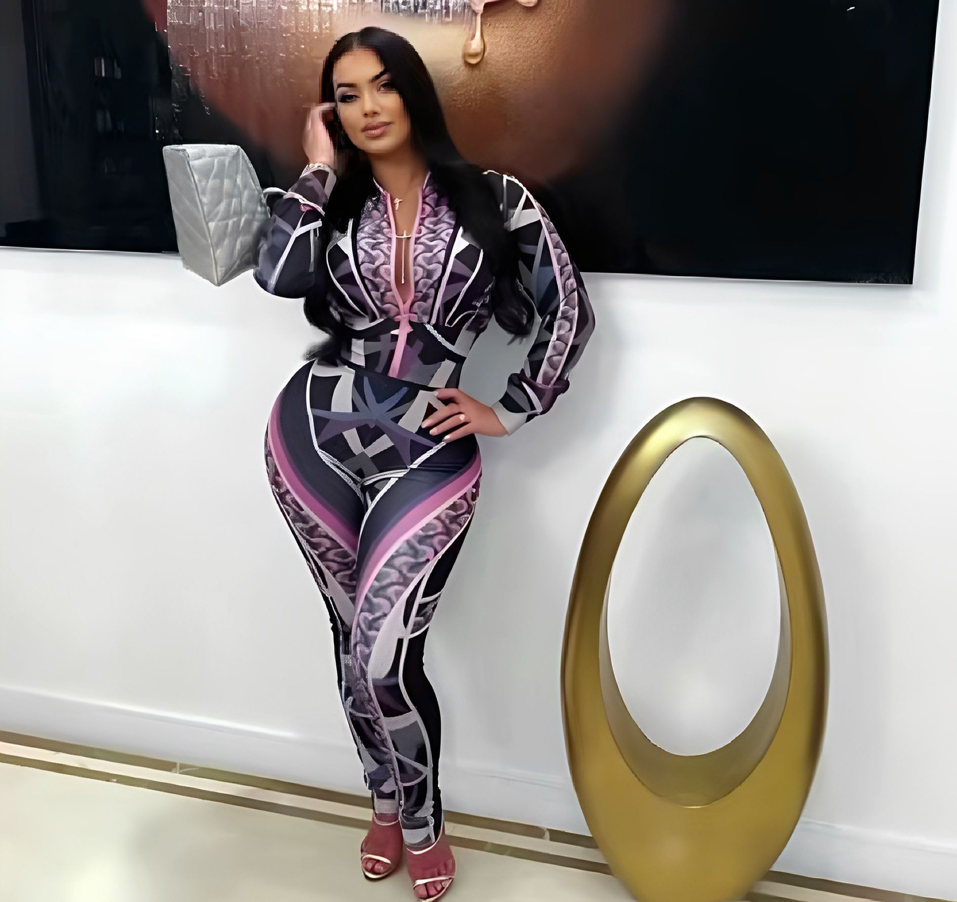 Women's Sport Casual Fashion Print Two-Piece Pants Set