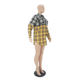 Women's Casual Color Block Patchwork Long Sleeve Shirt Dress