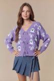 Autumn Winter Women's Halloween Jacquard V-Neck Cardigan Long Sleeve Sweater