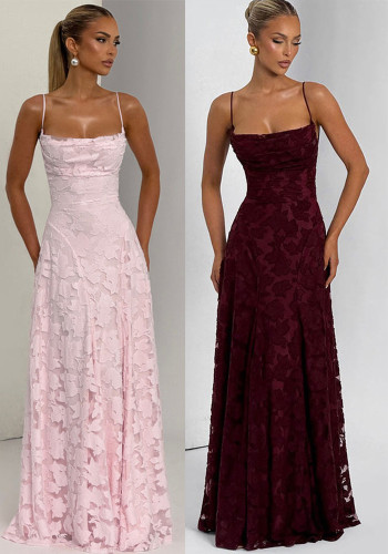 Women's Fashion Burgundy Sexy Strap Dress