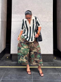 Women's Street Trendy Fashion Casual Camouflage Cargo Style Loose Wide-Leg Pants