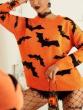 Autumn Winter Women's Long Sleeve Halloween Jacquard Knitting Sweater