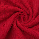 Autumn Women's Solid Color Lace-Up Sexy Lace Long Sleeve Ribbon Short Dress