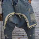 Women's Fashion Washed Ripped Loose Denim Patchwork Pants