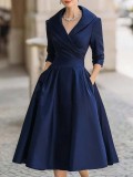 Women's Chic Slim Waist Elegant Long Sleeve Long Dress