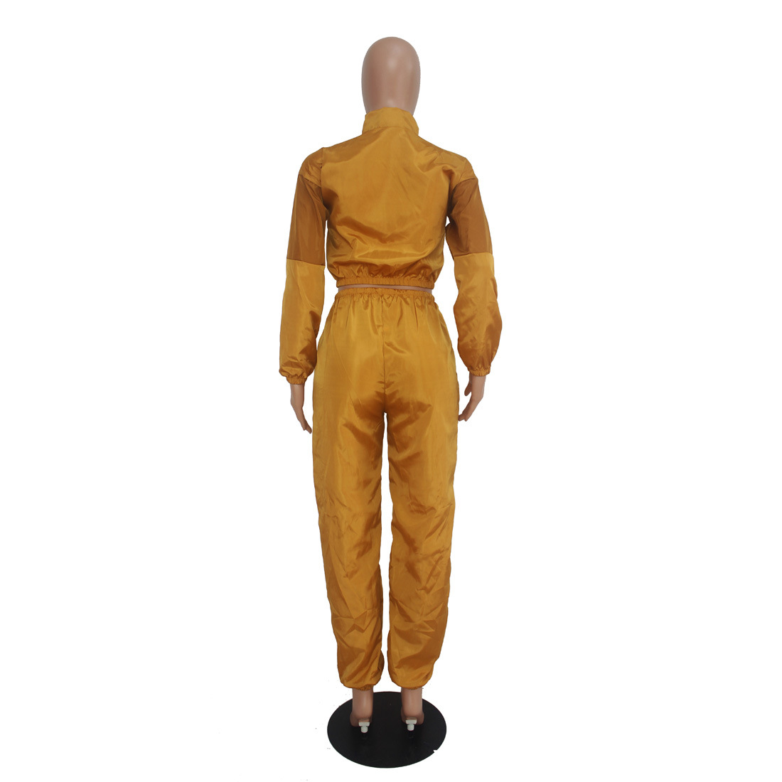 Women's Letter Print Color Block Patchwork Trench Hoodies Pants Set