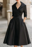 Women's Chic Slim Waist Elegant Long Sleeve Long Dress