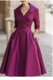 Women's Chic Slim Waist Elegant Long Sleeve Long Dress