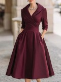Women's Chic Slim Waist Elegant Long Sleeve Long Dress