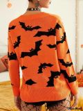 Autumn Winter Women's Long Sleeve Halloween Jacquard Knitting Sweater