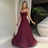 Women's Fashion Burgundy Sexy Strap Dress