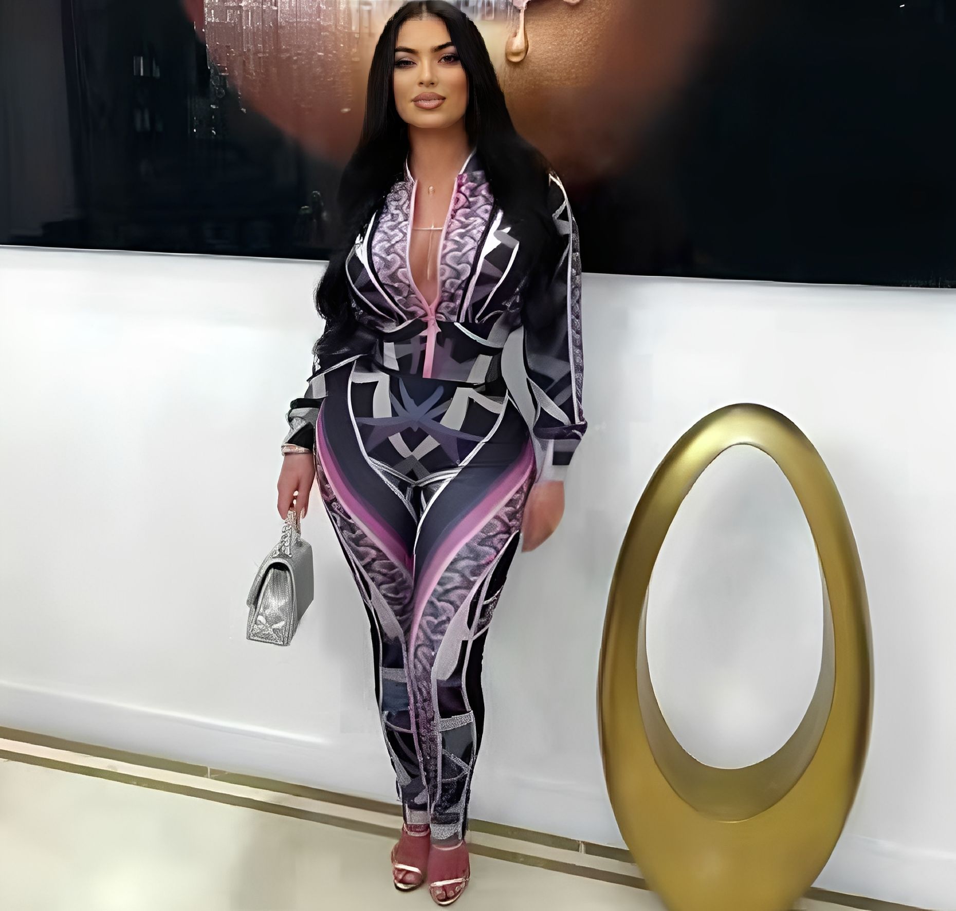 Women's Sport Casual Fashion Print Two-Piece Pants Set