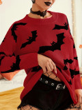 Autumn Winter Women's Long Sleeve Halloween Jacquard Knitting Sweater