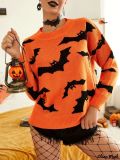 Autumn Winter Women's Long Sleeve Halloween Jacquard Knitting Sweater