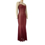 Women's Sexy Slim See-Through Holidays Halter Neck Sleeveless Dress