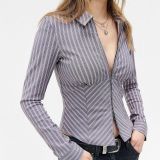 Autumn Winter Women's Casual Striped Long Sleeve Shirt