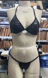 Women's Sexy Low Back Tie-Up Glittery Shiny Sequins Bikini Party Two-Piece Swimsuit