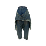 Women's Fashion Washed Ripped Loose Denim Patchwork Pants
