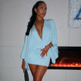 Women Sexy V-Neck Long-Sleeved Bodycon Dress