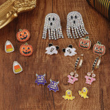 Halloween monster diamond-encrusted pumpkin earrings witch mask earrings