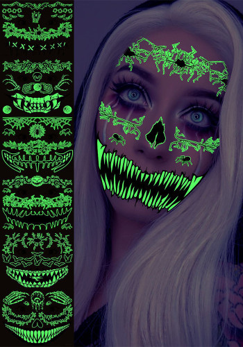 Halloween scary mouth glow-in-the-dark tattoo stickers spider scar waterproof