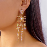 Diamond-filled skull earrings funny long earrings