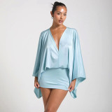 Women Sexy V-Neck Long-Sleeved Bodycon Dress